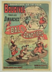 Poster advertising 'Le Bal des Canotiers' at Bougival, c.1875 (coloured engraving) | Obraz na stenu