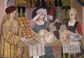 The Fruit Sellers' Stand, detail from 'The Fruit and Vegetable Market' (fresco) | Obraz na stenu