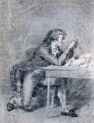 Francois Buzot (1760-94) contemplating a portrait miniature of Madame Roland (1754-93) (pencil on paper) | Obraz na stenu