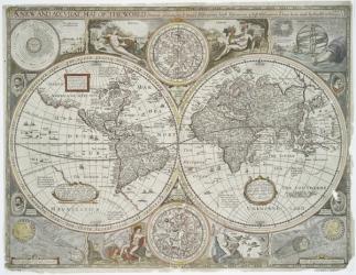 A new and accurate map of the world, 1676 (hand coloured print) | Obraz na stenu