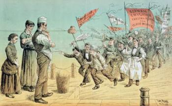 The German Invasion, from 'St. Stephen's Review Presentation Cartoon', 2 October 1886 (colour litho) | Obraz na stenu