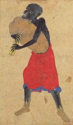 Detail of a man from 'Transporting Ceramics' (painted silk) | Obraz na stenu