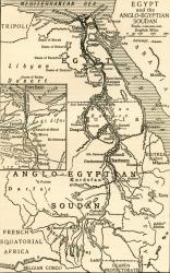 Map of Egypt and the Anglo-Egyptian Sudan at the time of the Mahdist War in the late 19th century. From Field Marshal Lord Kitchener, His Life and Work for the Empire, published 1916. | Obraz na stenu