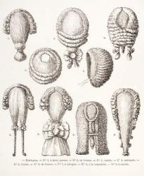 A Collection of Men's and Women's 18th Century Wigs, 1875 (litho) | Obraz na stenu