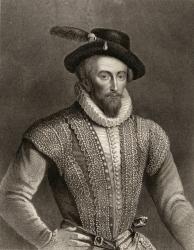 Portrait of Sir Walter Raleigh (c.1554-1618) (engraving) | Obraz na stenu