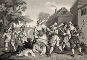 The Knight Submits to Trulla, from 'Hudibras' by Samuel Butler (1612-80) engraved by F.F. Walker, from 'The Works of William Hogarth', published 1833 (litho) | Obraz na stenu