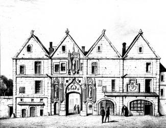 The College of Navarre in 1440 (litho) (b/w photo) | Obraz na stenu