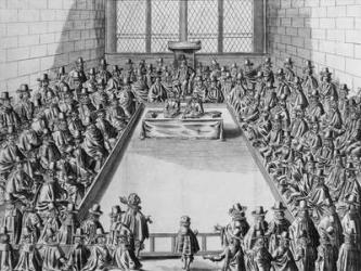 Parliament during the Commonwealth, 1650 (engraving) (b/w photo) | Obraz na stenu