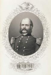 Major General Ambrose Everett Burnside, from 'The History of the United States', Vol. II. by Charles Mackay, engraved by T.W. Hunt from a photograph (engraving) | Obraz na stenu