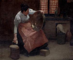 Woman Scouring (oil on canvas) | Obraz na stenu
