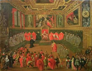 Audience with the Doge in at the College of the Ducale Palace (oil on canvas) | Obraz na stenu