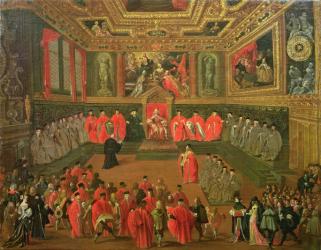 Audience with the Doge in at the College of the Ducale Palace (oil on canvas) | Obraz na stenu