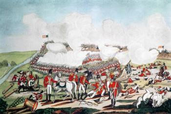 The Battle of New Orleans and the Death of Major General Packenham, 8th January 1815, engraved by Joseph Yeager (c.1792-1859) published 1817 (hand-coloured engraving) | Obraz na stenu