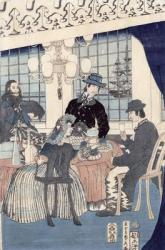 The salon of a house of foreign merchants at Yokohama, 1861 (colour woodblock print) | Obraz na stenu