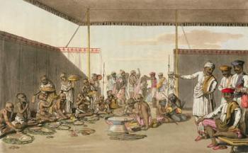 A Marratta Surdar entertaining Brahmuns, from 'A Mahratta Camp', 5th April 1813 (colour engraving) | Obraz na stenu