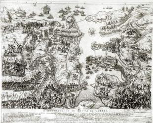 Map of the Siege of Malta in 1565 (engraving) (b/w photo) | Obraz na stenu