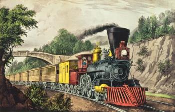 The Express Train, published by Nathaniel Currier (1813-88) and James Merritt Ives (1824-95) (colour litho) | Obraz na stenu