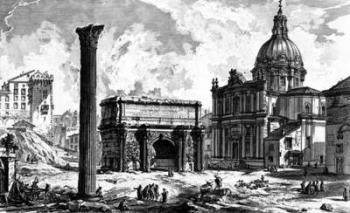 View of the Arch of Septimius Severus and the Church of Santi Luca e Martina, from the 'Views of Rome' series, c.1760 (etching) | Obraz na stenu