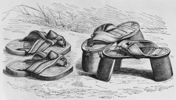 Sandals and pattens from the West Soudan, possibly Mandingo, from 'The History of Mankind', Vol.III, by Prof. Friedrich Ratzel, 1898 (engraving) | Obraz na stenu