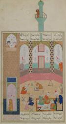 Ms D-212 Interior of a Madrasa, from a poem by Elyas Nizami (1140-1209) c.1550 (gouache on paper) | Obraz na stenu