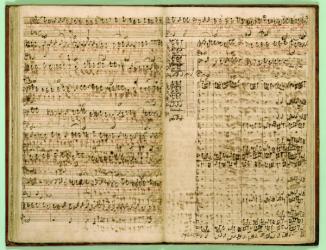 Pages from Score of the 'The Art of the Fugue', 1740s (pen and ink on paper) | Obraz na stenu