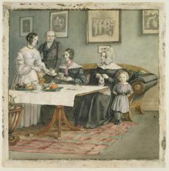Professor Johannes Classen (1805-91) and Family, 1840 (w/c on paper) | Obraz na stenu