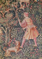 A man gathering pears with a hoe, from 'Jeu de Marelle et Cueillette de Fruits', Loire Workshop, 1510 (tapestry) | Obraz na stenu