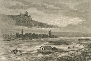 Transport on the Rhine in the 1860s (engraving) | Obraz na stenu