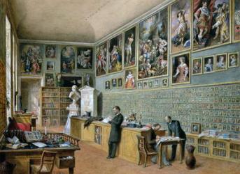 The Library, in use as an office of the Ambraser Gallery in the Lower Belvedere, 1879 (w/c) | Obraz na stenu
