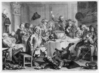 A Midnight Modern Conversation, from 'The Works of William Hogarth', 1733 (engraving) | Obraz na stenu