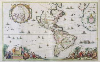 America, plate 84, from 'Atlas Minor Sive Geographica Compendiosa', 1680 (hand-coloured engraving) | Obraz na stenu