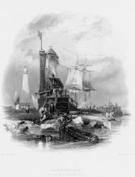 Sunderland Lighthouse on the South Pier, by E. Finden after G. Balmer, published in 'Ports, Harbours and Watering Places' by E. Finden, 1842 (engraving) | Obraz na stenu