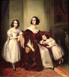 Madame de Nonjon and her Two Daughters, 1839 (oil on canvas) | Obraz na stenu