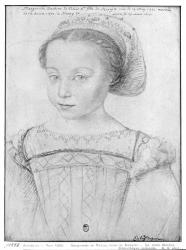 Marguerite de Valois (1553-1615) known as La Reine Margot, c.1555 (pencil on paper) (b/w photo) | Obraz na stenu