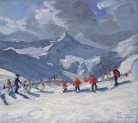 Ski School, Tignes, 2009 (oil on canvas) | Obraz na stenu