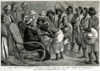 The Soudan: Friendly natives doing homage to the Sheik el Morgani, from 'The Graphic', 19th April 1884 (engraving) | Obraz na stenu