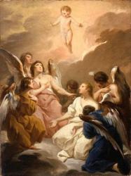 Seven Angels Adoring the Christ Child, c.1730-40 (oil on canvas) | Obraz na stenu