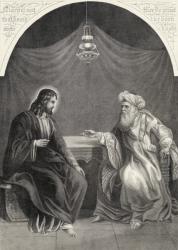Christ and Nicodemus, engraved by S. Allen, from 'The National Illustrated Family Bible', published c.1870 (litho) | Obraz na stenu