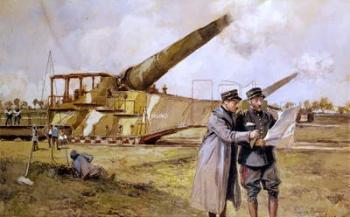 Heavy Artillery on the Railway, October 1916 (w/c on paper) | Obraz na stenu