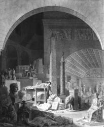 Dominique Vivant Denon (1747-1825) cataloguing the Louvre Collection (engraving) (b/w photo) | Obraz na stenu
