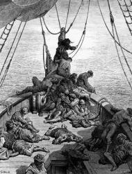 The sailors becalmed and tormented by thirst, scene from 'The Rime of the Ancient Mariner' by S.T. Coleridge, by S.T. Coleridge, published by Harper & Brothers, New York, 1876 (wood engraving) | Obraz na stenu