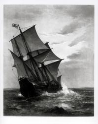 The Mayflower, engraved and pub. by John A. Lowell, Boston, 1905 (engraving) (b/w photo) | Obraz na stenu