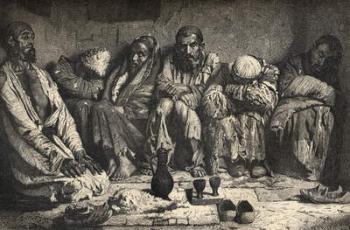 An opium den in Central Asia, illustration from 'The World in the Hands', engraved by Charles Laplante (d.1903), published 1878 (engraving) | Obraz na stenu