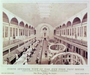 North Interior View of the New York Post Office, engraved by Endicott (litho) | Obraz na stenu