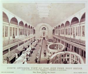 North Interior View of the New York Post Office, engraved by Endicott (litho) | Obraz na stenu