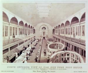 North Interior View of the New York Post Office, engraved by Endicott (litho) | Obraz na stenu