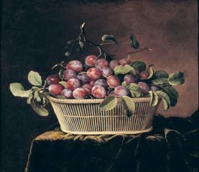 Basket of Plums (oil on canvas) | Obraz na stenu