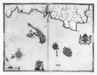 Map No.3 Showing the route of the Armada fleet, engraved by Augustine Ryther, 1588 (engraving) (b/w photo) | Obraz na stenu
