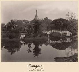 Island pavilion in the Cantanement Garden, Rangoon, Burma, late 19th century (albumen print) (b/w photo) | Obraz na stenu