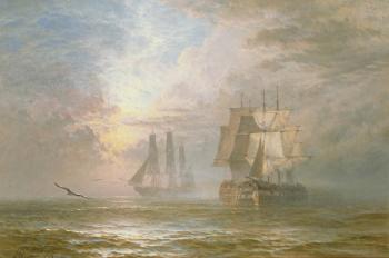 Men of War at Anchor, 1873 (oil on canvas) | Obraz na stenu